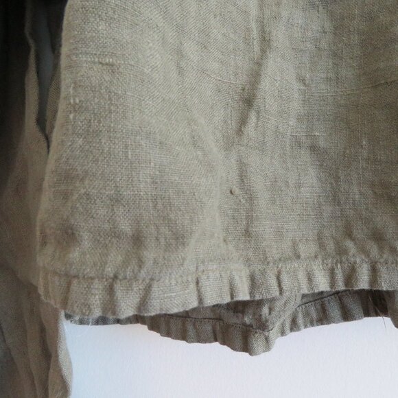 VINTAGE TOM TOM USA 100% Linen Cropped Blazer Jacket Khaki Green Lagenlook S - Picture 13 of 15